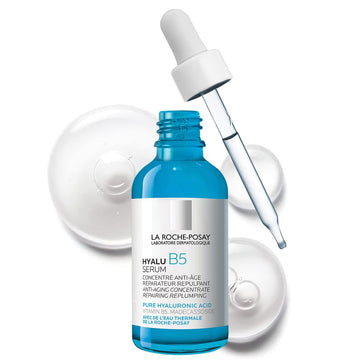 Hyalu B5 Serum with texture behind