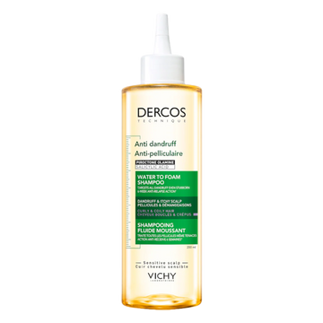 Vichy Dercos anti-dandruff shampoo bottle on a white background