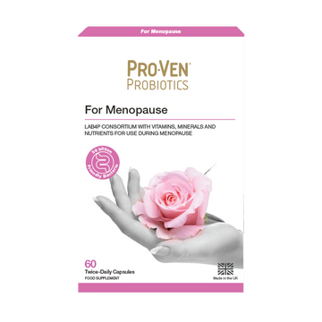 Pro-Ven Probiotics For Menopause Frontal Pack shot, transparent background.