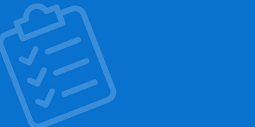 "A blue background with a semi-transparent clipboard icon featuring a checklist with three checkmarks.