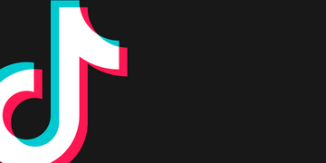 The TikTok logo, featuring a stylized white musical note with red and blue outlines, set against a black background.