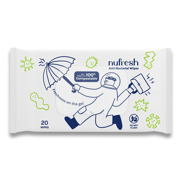 Kleen-Pak Nufresh Anti-Bacterial Biodegradable Wipes - 20 Sheets/Pack