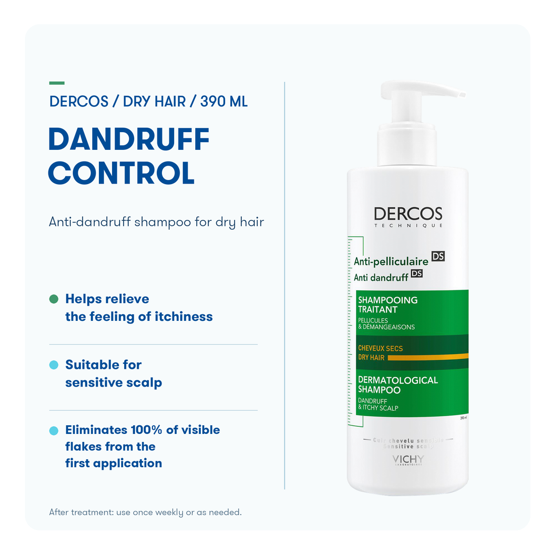Dercos Anti Dandruff Dermatological Shampoo for Dry Hair on transparent background