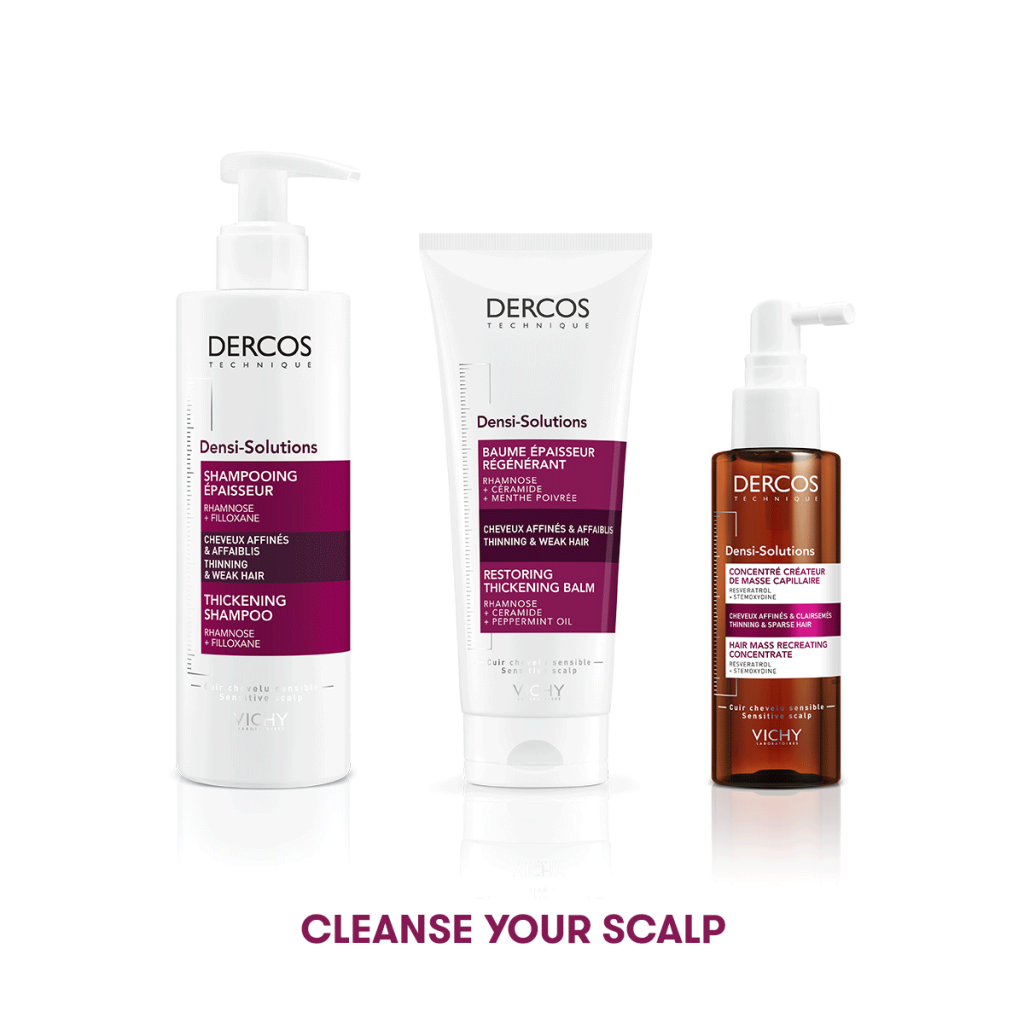 Cleanse your scalp with Dercos Densi-Solutions Haircare Products